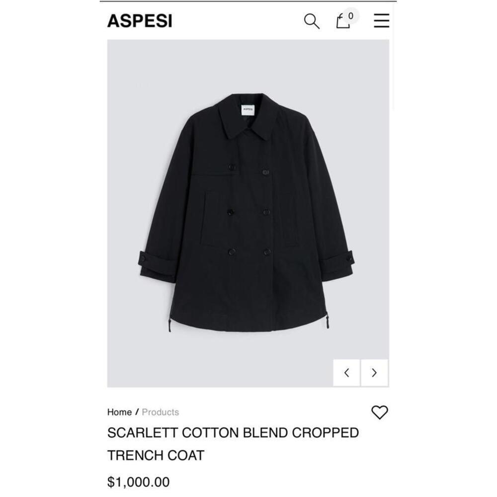 Aspesi Scarlett Cotton Blend Cropped Trench Coat sz L